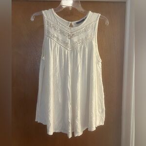 Apt. 9 Women’s Ivory Lace Detail Sleeveless Tank Top